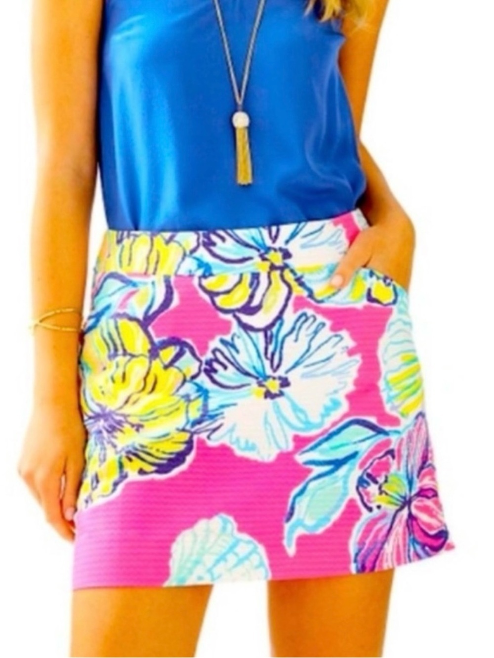 Lilly Pulitzer Marigold Skort in the “Kir Royal Pink Swept By The Tides” Print